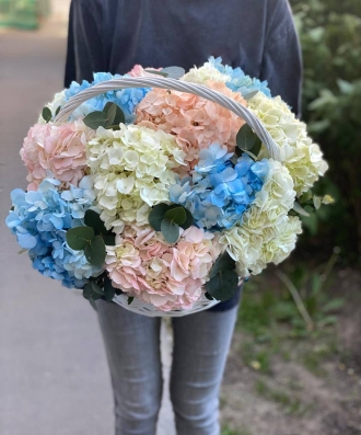 Корзина с гортензиями №1300